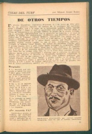 De otros tiempos : Cosas del turf