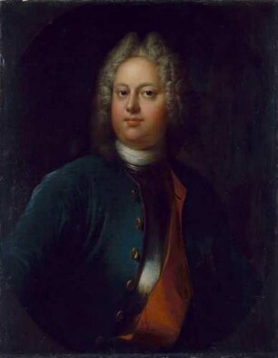 König Friedrich Wilhelm I. von Preußen (1688-1740) in blauem Rock mit roter Ordensschärpe