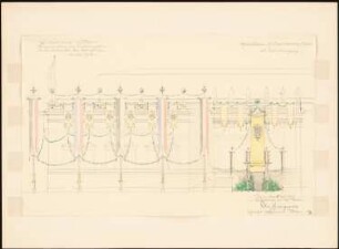 Königliche Oper (auch: Staatsoper unter den Linden, Lindenoper), Berlin Festdekoration: Ausschmückung anläßlich der Vermählungsfeier S.K.u.K.Hoheit des Kronprinzen im Juni 1905. Festdekoration der Charlottenburger Seite (Westfront) mit Diplomateneingang