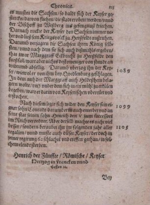 Henrich der Fünffte, Römische Keyser Hetzog in Francken vnnd Hessen ec.