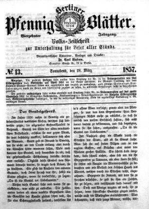 No. 13, Sonnabend, den 28. März