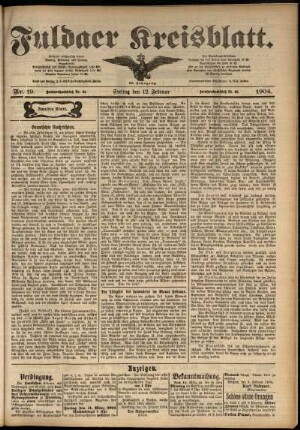Zweite Ausgabe vom Freitag, den 12. Februar 1904.