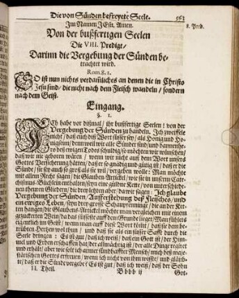 Die VIII. Predigt/ Darinn die Vergebung der Sünden betrachtet wird.