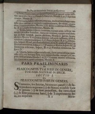Pars Praeliminaris. De Praecognitis Tum Iuris In Genere, Tum Iuris Naturae In Specie.