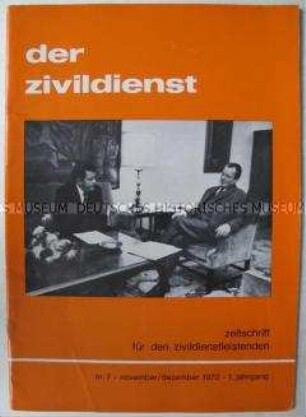 Monatszeitschrift für Zivildienstleistende mit dem Entwurf für ein "Gesetz über den zivilen Ersatzdienst" - Sachkonvolut