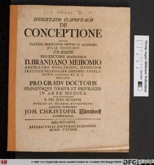Dissertatio Inavgvralis de conceptione
