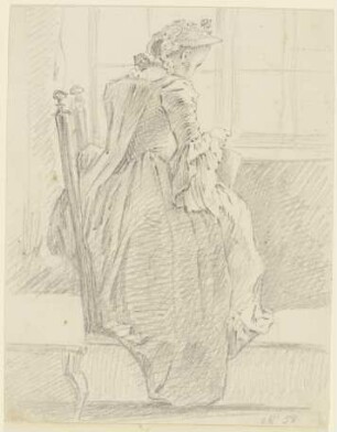 Frau mit Handarbeit am Fenster