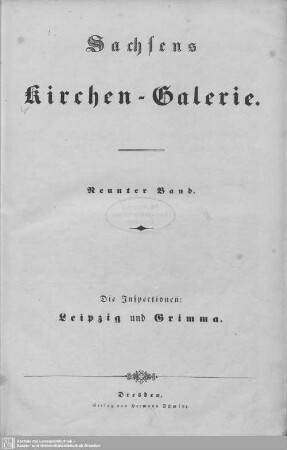 9 : Abt. 10: Die Inspectionen: Leipzig und Grimma