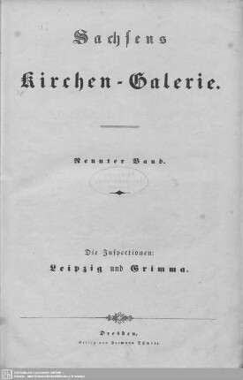 9 : Abt. 10: Die Inspectionen: Leipzig und Grimma
