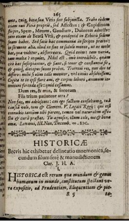 Historicae Brevis hic exhibetur delineatio mnemonica ... & manudictionem ...