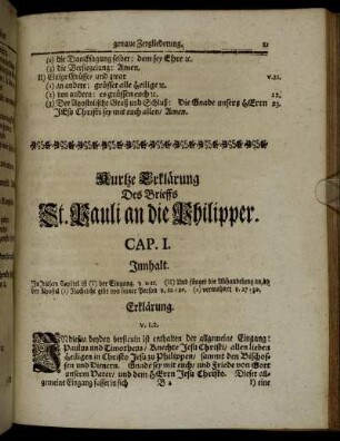 Kurtze Erklärung Des Brieffs St. Pauli an die Philipper