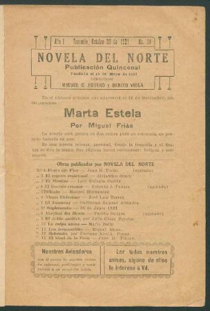 Obras publicadas por Novela del Norte