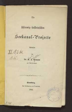 Die schleswig-holsteinischen Seekanal-Projecte