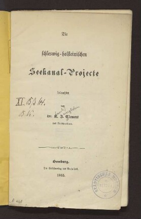 Die schleswig-holsteinischen Seekanal-Projecte