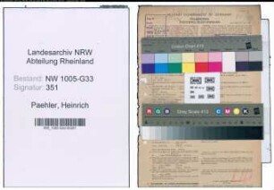 Entnazifizierung Heinrich Paehler , geb. 30.05.1897 (Studienrat)