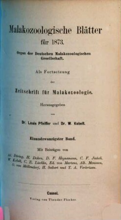 Malakozoologische Blätter. 21, 21. 1873