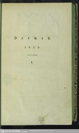 1.1819: Hermes oder kritisches Jahrbuch der Literatur