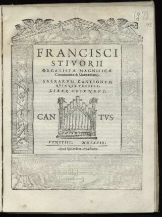 Francesco Stivori: Sacrarum cantionum quinque vocibus. Liber secundus. Cantus
