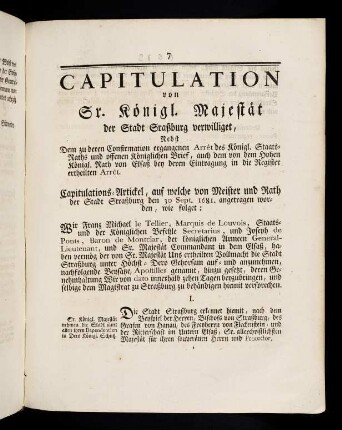 7-10, Capitulation von Sr. Koenigl. Majestaet ...