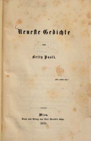 Neueste Gedichte