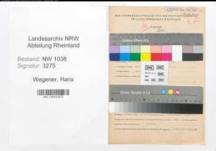 Entnazifizierung Hans Wegener , geb. 30.12.1899 (Angestellter)