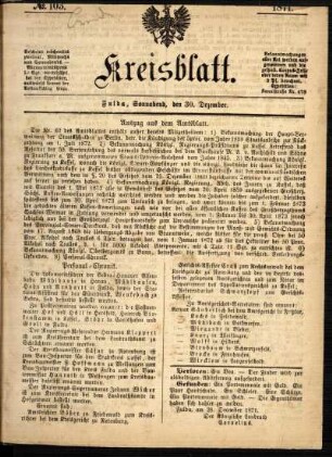 Ausgabe vom Samstag, den 30. Dezember 1871.