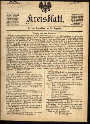 Ausgabe vom Samstag, den 30. Dezember 1871.