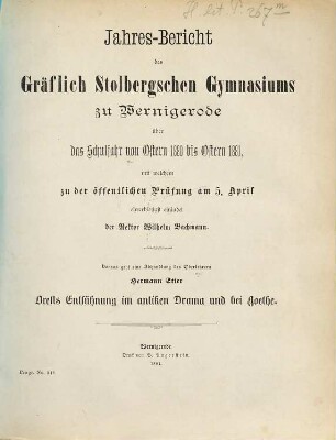 Jahresbericht. 1880/81