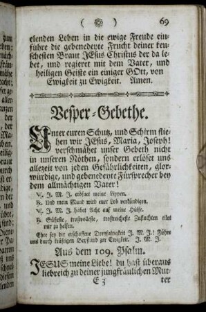 Vesper-Gebethe. - Am Feste der heiligen drey Könige.
