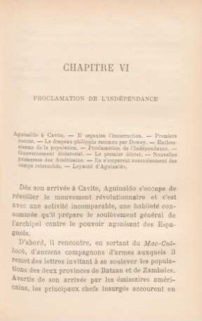Chapitre VI. Proclamation de l'indépendance