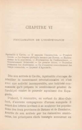 Chapitre VI. Proclamation de l'indépendance