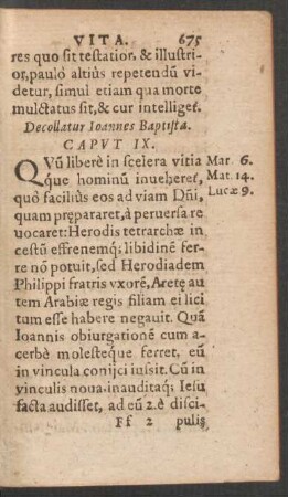 Decollatur Ioannes Baptista. Caput IX.