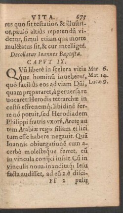 Decollatur Ioannes Baptista. Caput IX.