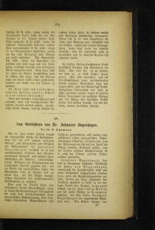 Zum Gedächtnis von Dr. Johannes Bugenhagen