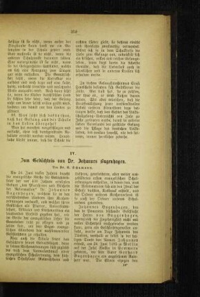 Zum Gedächtnis von Dr. Johannes Bugenhagen