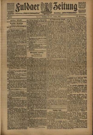 Erste Ausgabe vom Dienstag, den 18. Januar 1910.