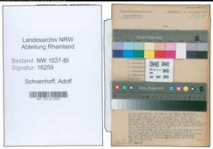 Entnazifizierung Adolf Schoenhoff , geb. 27.12.1888 ()