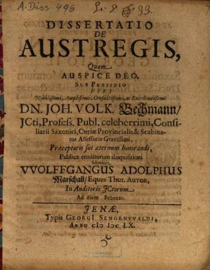 Dissertatio de austregis