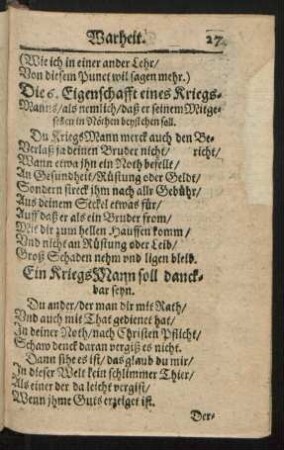 Die 6. Eigenschafft eines Kriegs-Manns ...