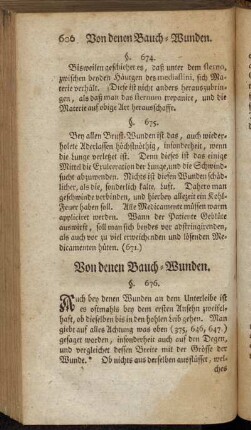 Von denen Bauch-Wunden. §. 676. - §. 703.