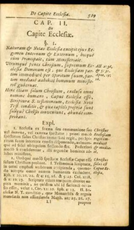 Cap. II. De Capite Ecclesiae.