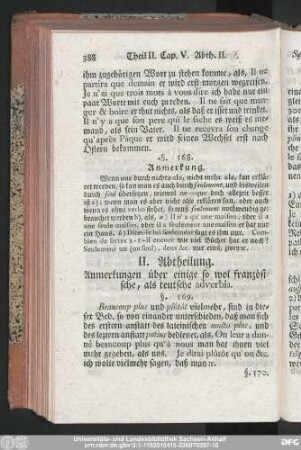 II. Abtheilung. Anmerkungen über einige so wol französische, als teutsche adverbia.
