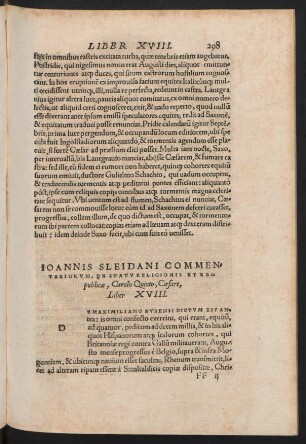 Ioannis Sleidani Commentariorum ... Liber XVIII.