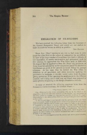 Emigration of Ex-Soldiers.