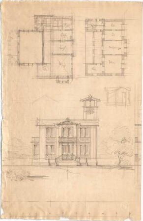 Voit, August von; Villa - Grundrisse, Ansichten