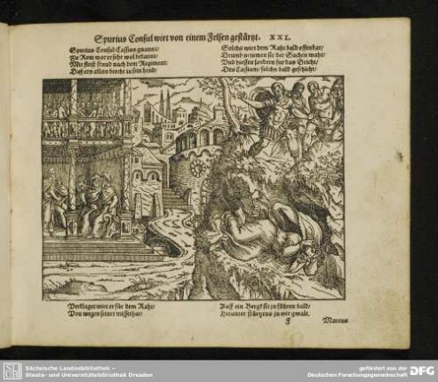 Spurius Consul wirt von einem Felsen gestürtzt. XXI.