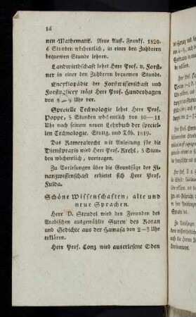 14-16, Schöne Wissenschaften, alte und neue Sprachen