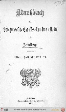 Wintersemester 1872/1873