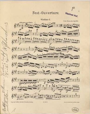 Fest-Ouverture mit Schlusschor "An die Künstler" : von Friedrich von Schiller : für Orchester und Männerchor : op. 218