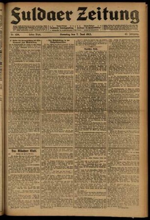 Erste Ausgabe vom Samstag, den 07. Juni 1913.